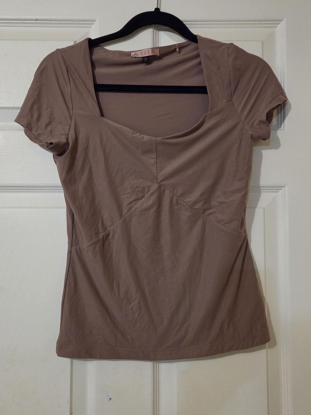Guess Mauve Scoop Neck Short Sleeve Top